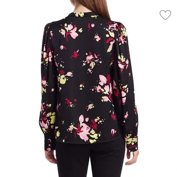 A.L.C. Rivera Silk Black Long Sleeve Floral Blouse Size 2 or Small - Picture 6 of 12